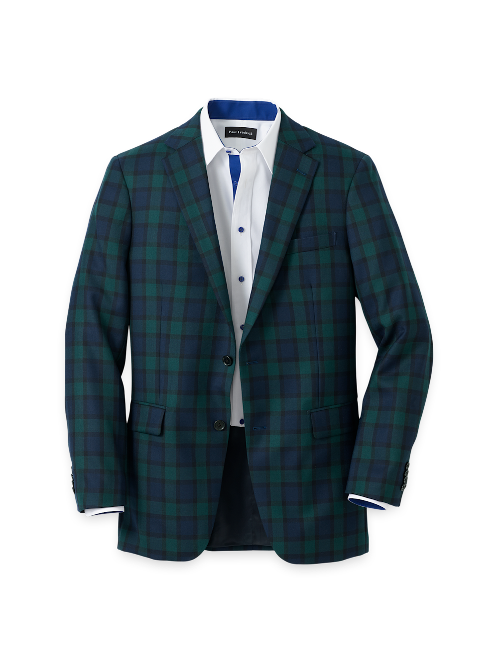 Product Image of Wool Blend Single Breasted Notch Lapel Sport Coat-Green/Navy