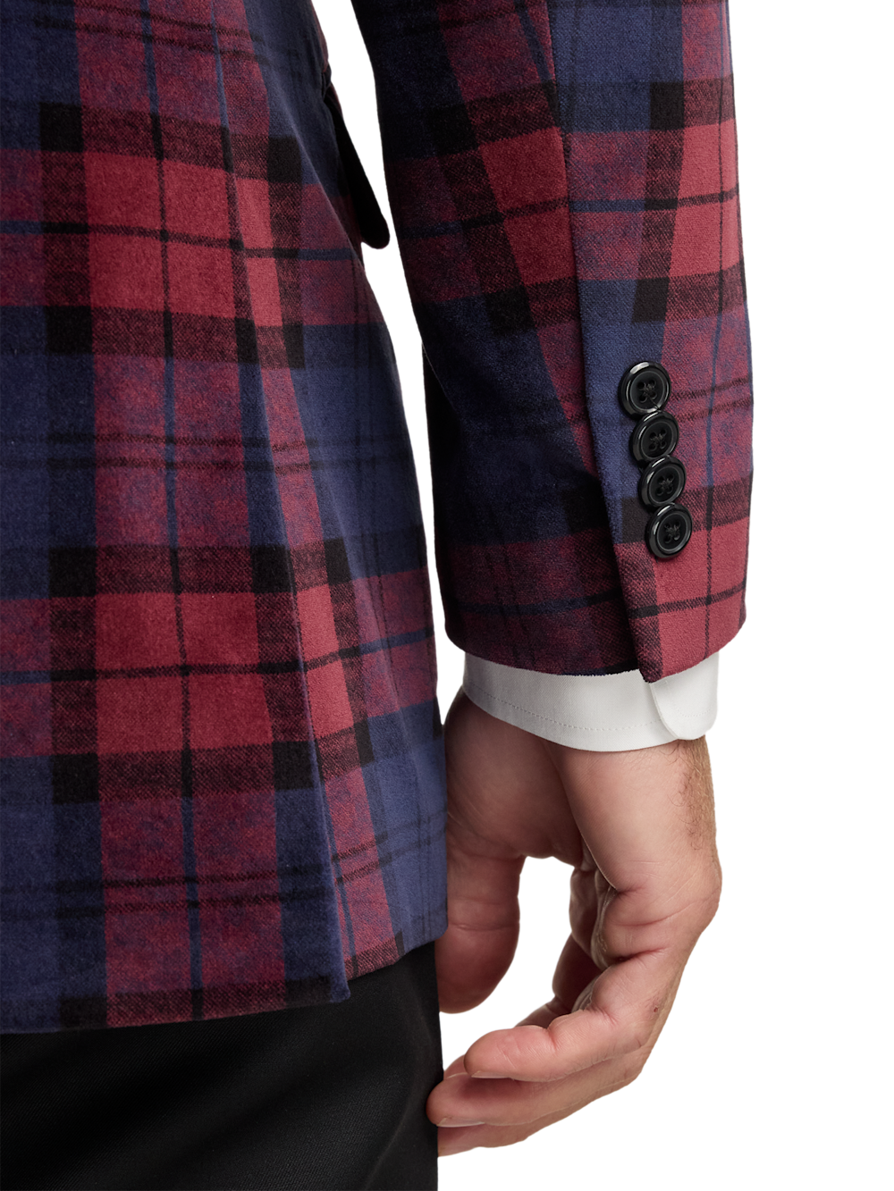 Alternate Image of Velvet Plaid Single Breasted Satin Peak Lapel Sport Coat-2