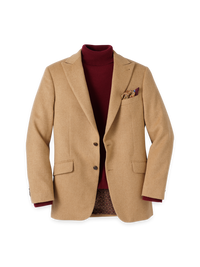 Camelhair Single Breasted Peak Lapel Sport Coat - Camel