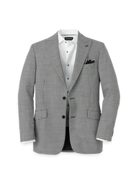 Wool Houndstooth Single Breasted Peak Lapel Sport Coat - Black/white