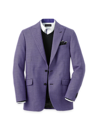 Wool Houndstooth Single Breasted Peak Lapel Sport Coat - Purple