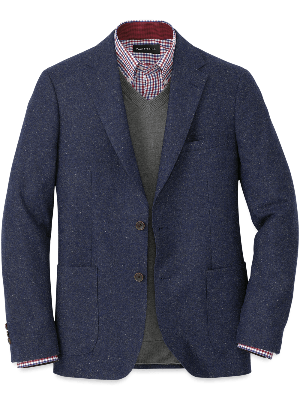 Product Image of Wool Blend Donegal Single Breasted Notch Lapel Sport Coat-Navy