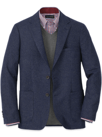 Wool Blend Donegal Single Breasted Notch Lapel Sport Coat - Navy