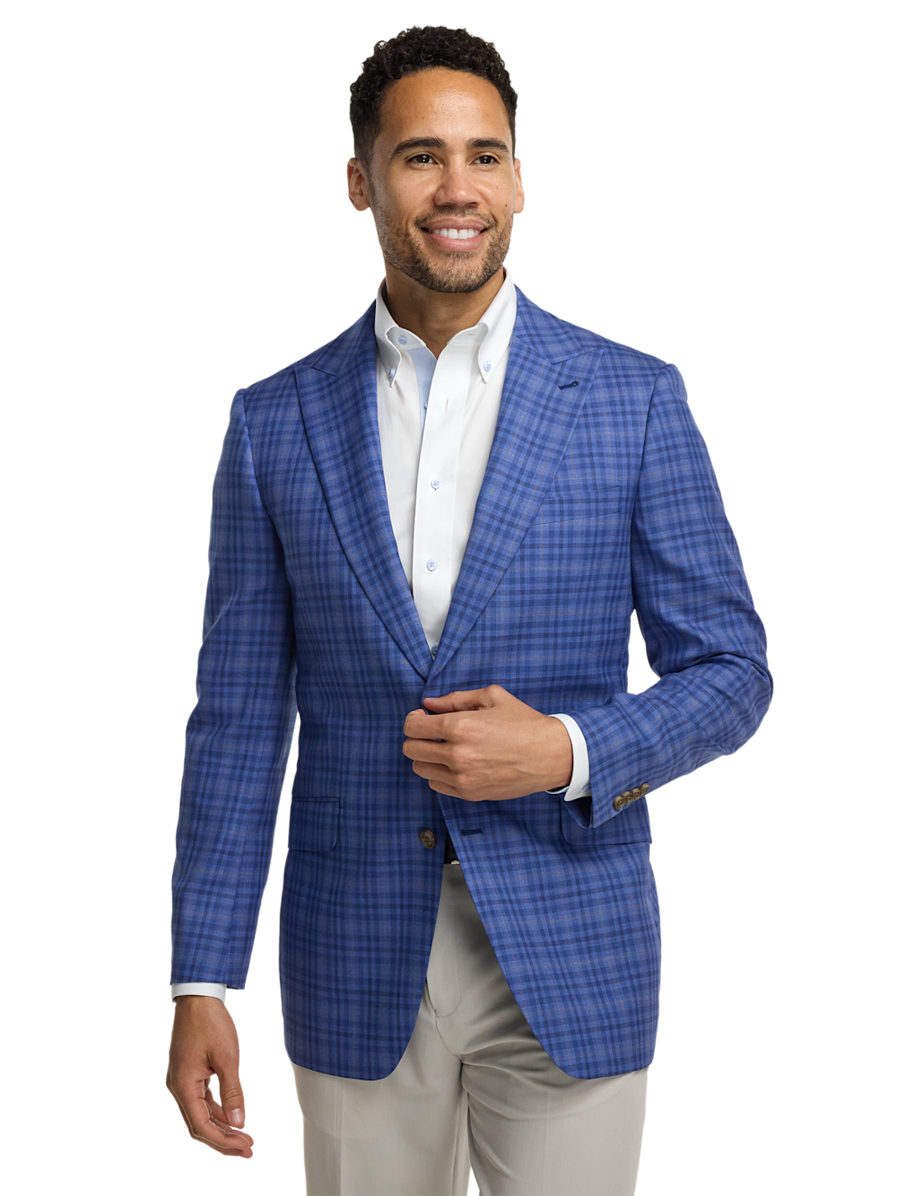 Alternate Image of Wool Plaid Single Breasted Peak Lapel Sport Coat-1