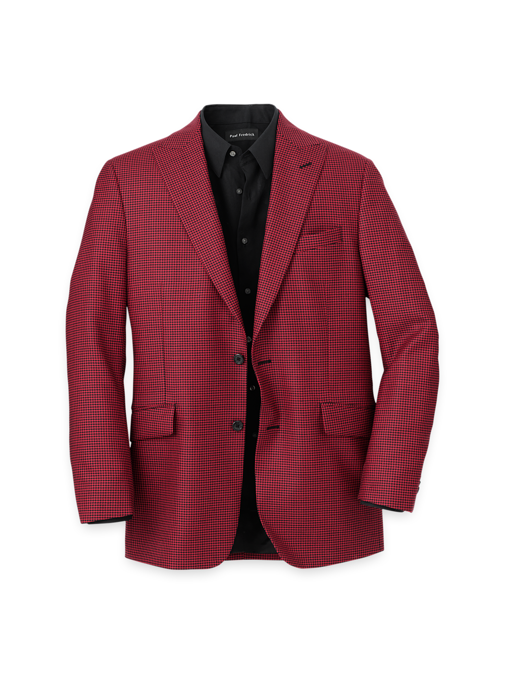 Product Image of Wool Houndstooth Single Breasted Peak Lapel Sport Coat-Black/Red