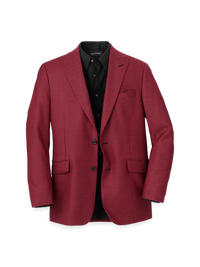 Wool Houndstooth Single Breasted Peak Lapel Sport Coat - Black/red