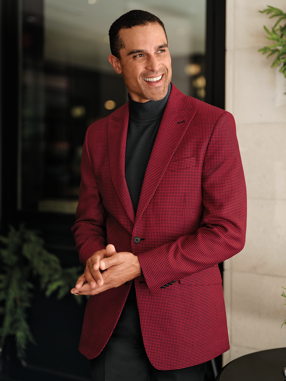 Alternate Image of Wool Houndstooth Single Breasted Peak Lapel Sport Coat-8