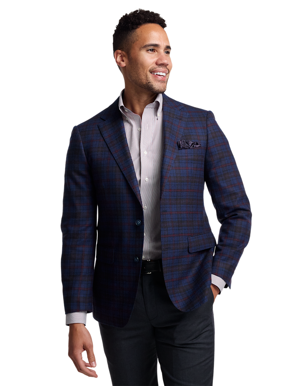 Alternate Image of Wool Plaid Single Breasted Notch Lapel Sport Coat-2