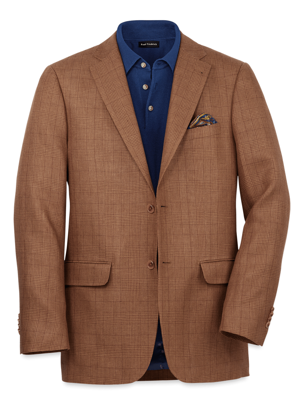 Product Image of Linen Plaid Single Breasted Notch Lapel Sport Coat-Brown