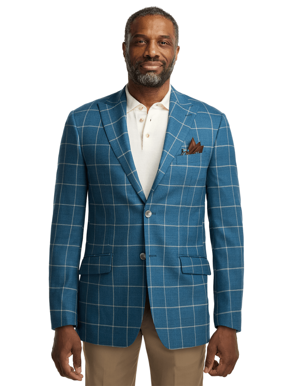 Alternate Image of Wool Windowpane Single Breasted Peak Lapel Sport Coat-1