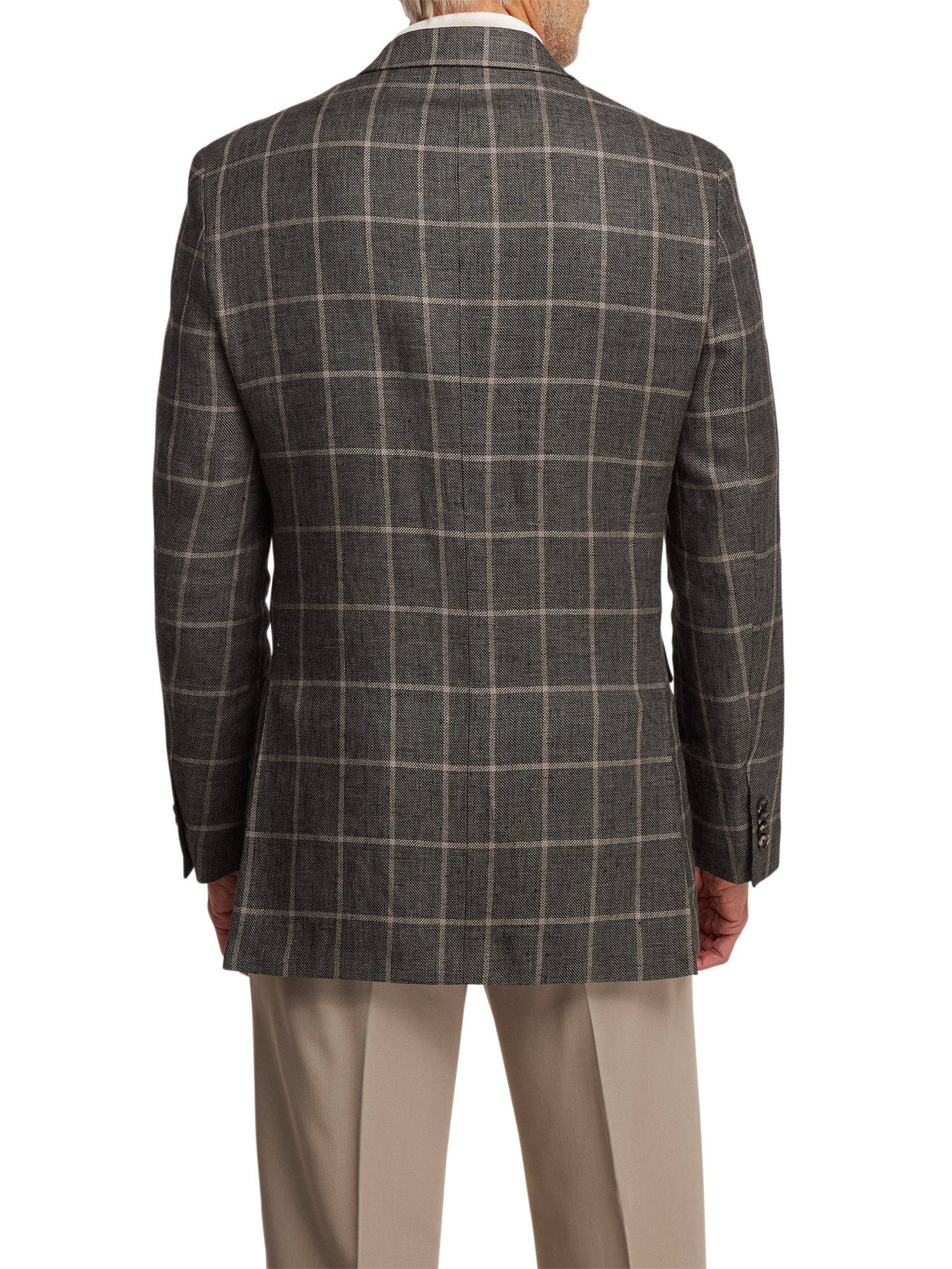 Linen Windowpane Single Breasted Notch Lapel Sport Coat - Charcoal