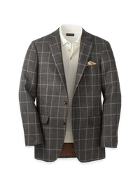 Linen Windowpane Single Breasted Notch Lapel Sport Coat - Charcoal