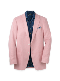Linen Blend Herringbone Notch Lapel Sport Coat - Watermelon