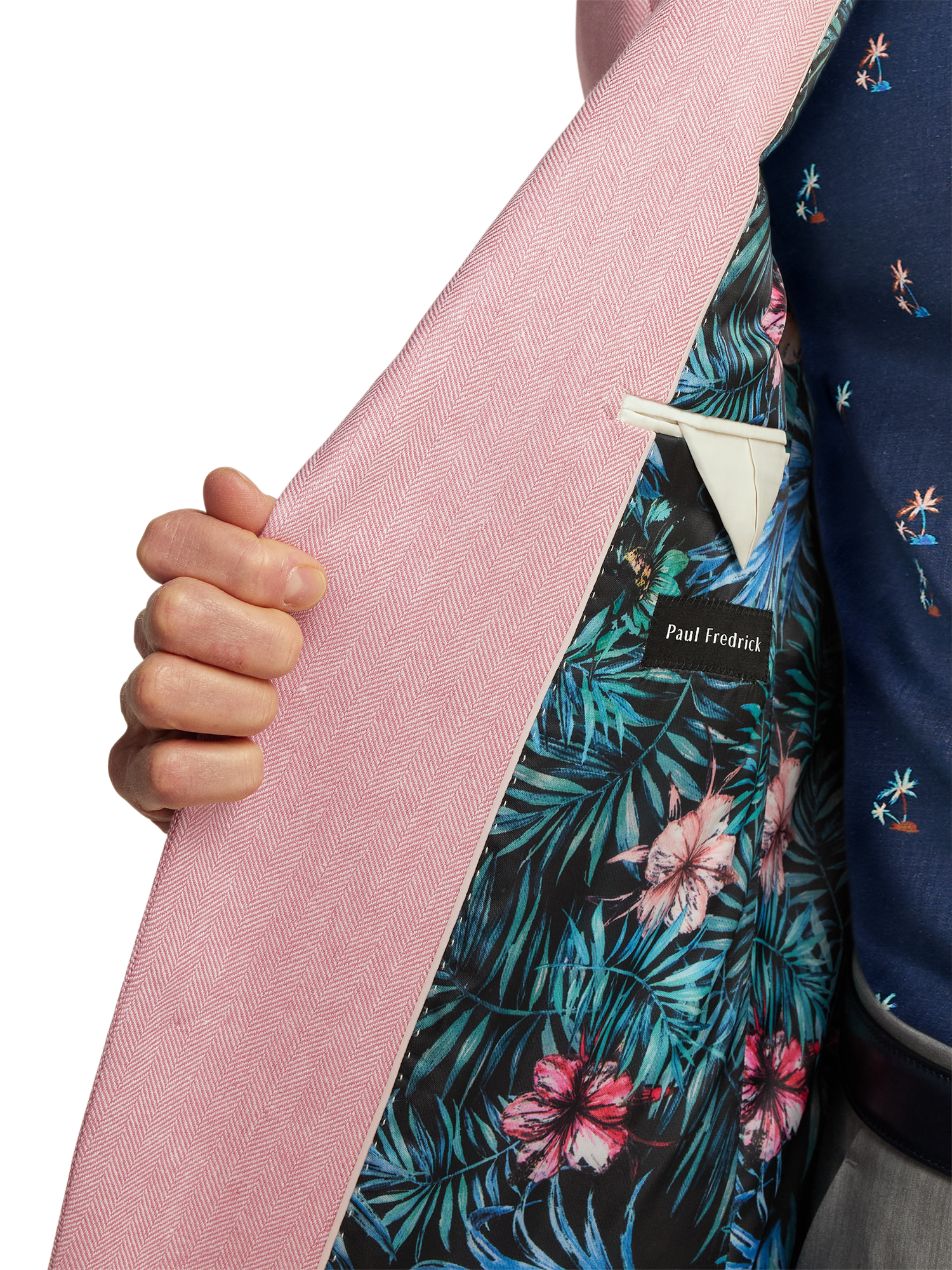 Linen Blend Herringbone Notch Lapel Sport Coat - Watermelon