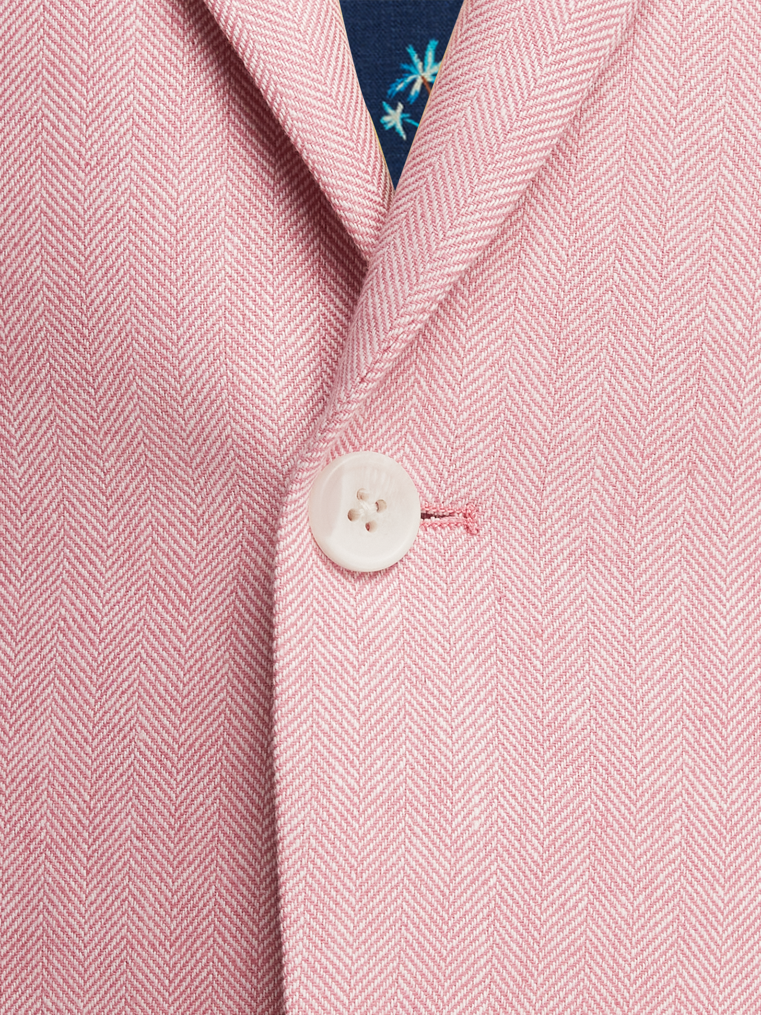 Linen Blend Herringbone Notch Lapel Sport Coat - Watermelon