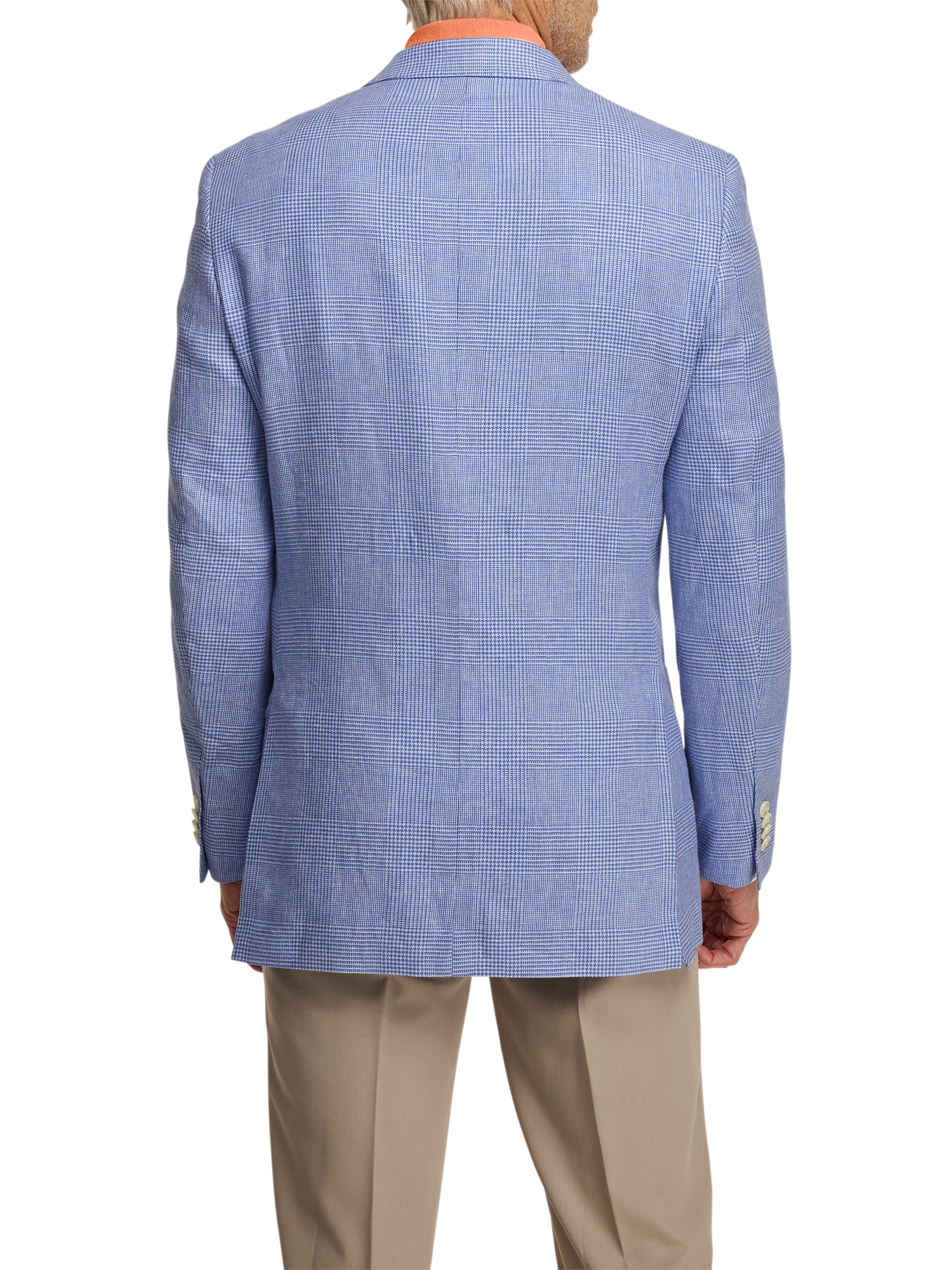 Linen Blend Single Breasted Notch Lapel Sport Coat - Blue