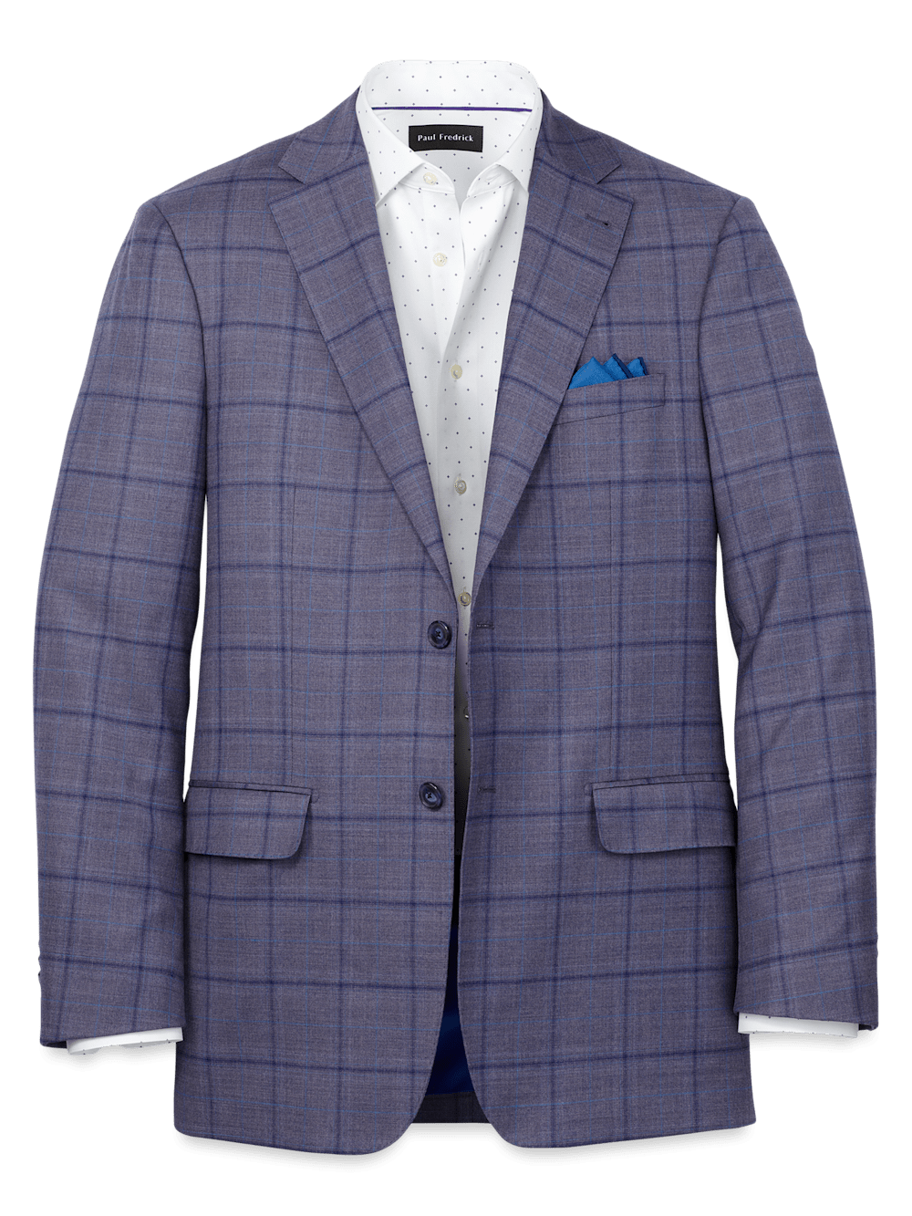 Product Image of Wool Stretch Windowpane Single Breasted Notch Lapel Sport Coat-Purple