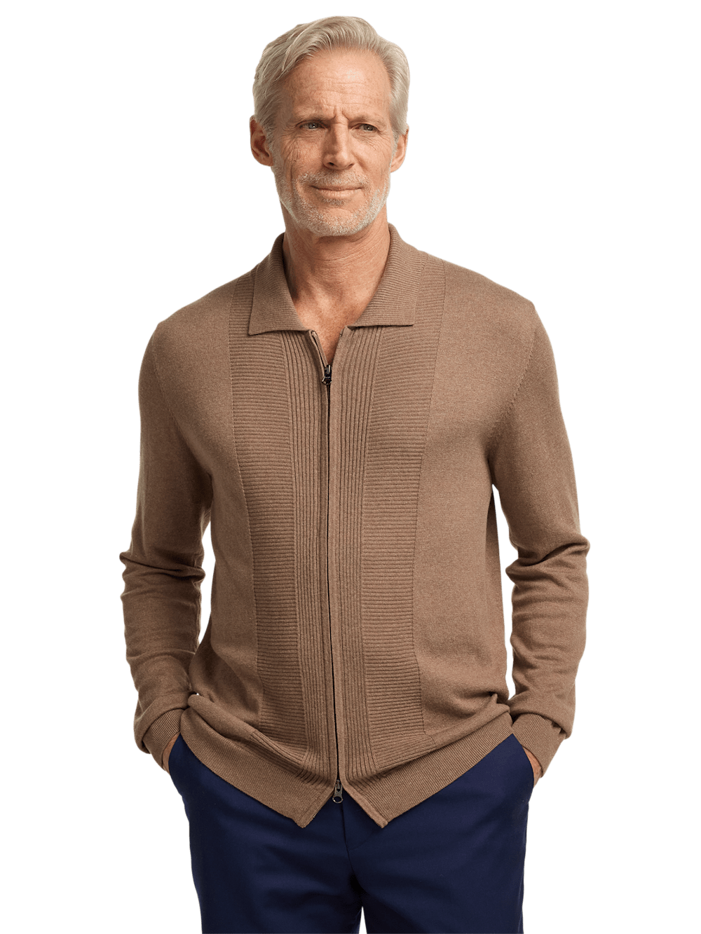 Alternate Image of Silk Cotton Cashmere Full Zip Polo-1