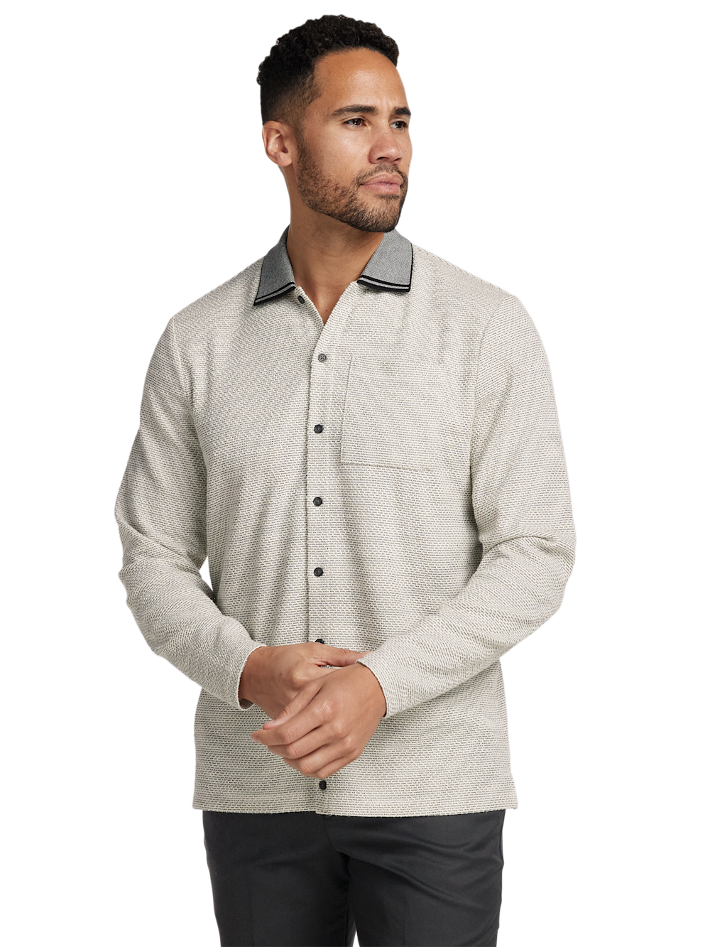 Alternate Image of Polyester Blend Button Front Polo-1