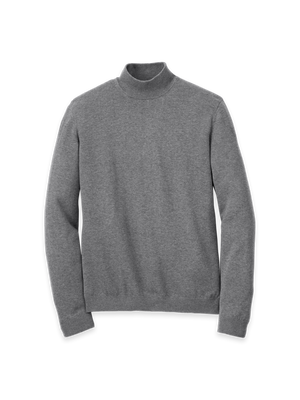 Supima Cotton Mock Neck Sweater - Medium Grey