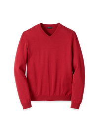 Supima Cotton V-neck Sweater - Red