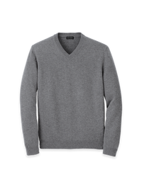 Supima Cotton V-neck Sweater - Medium Grey