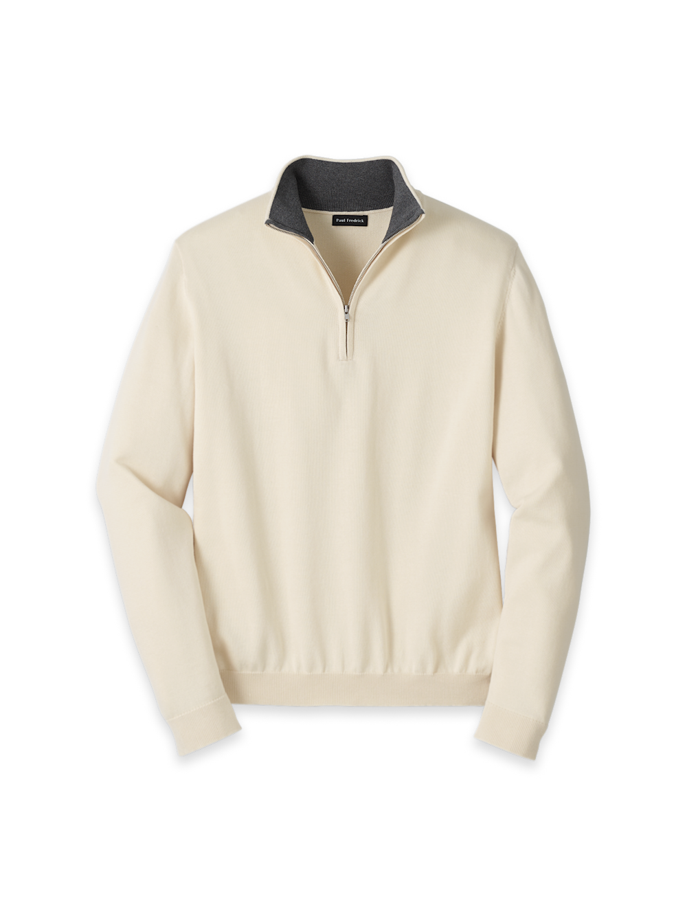 Product Image of Supima Cotton Quarter Zip Mock Neck Sweater-Ivory