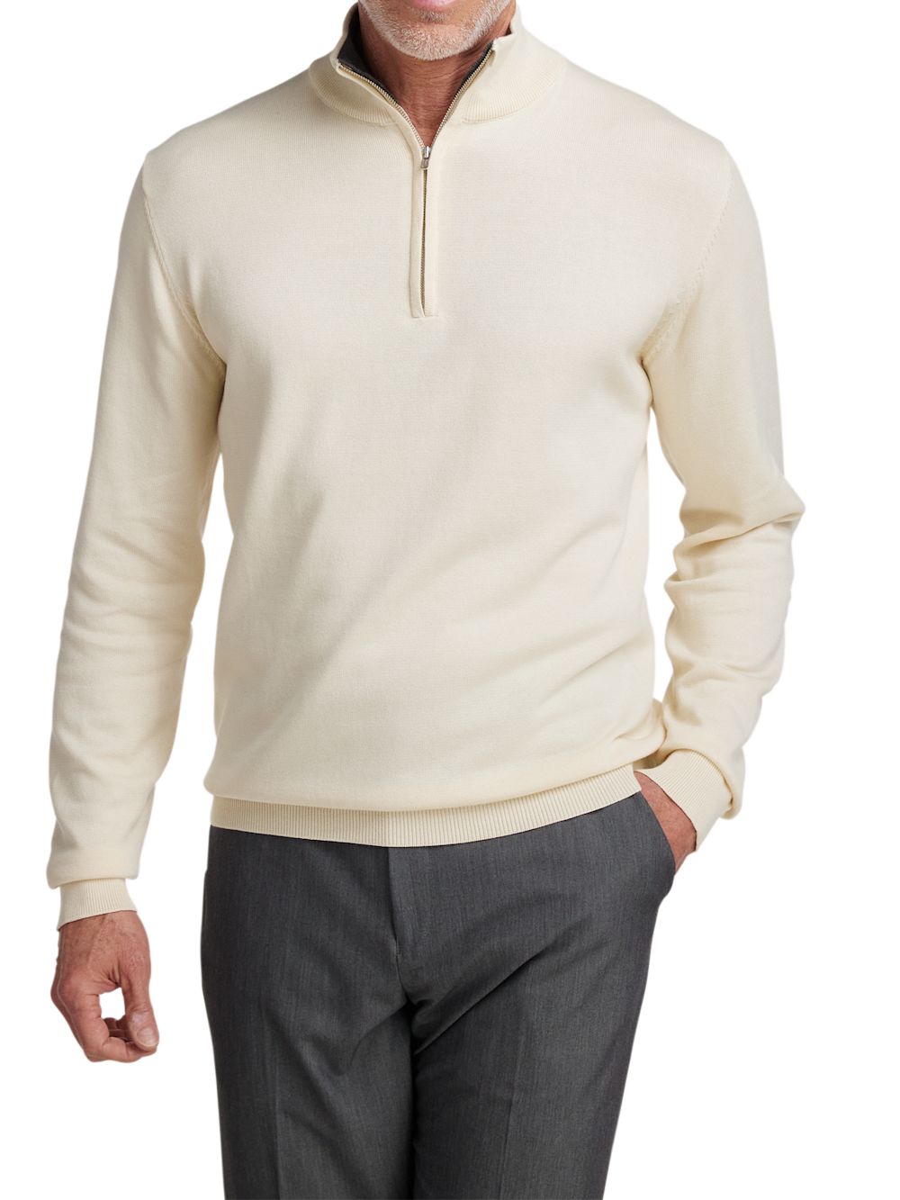Alternate Image of Supima Cotton Quarter Zip Mock Neck Sweater-1