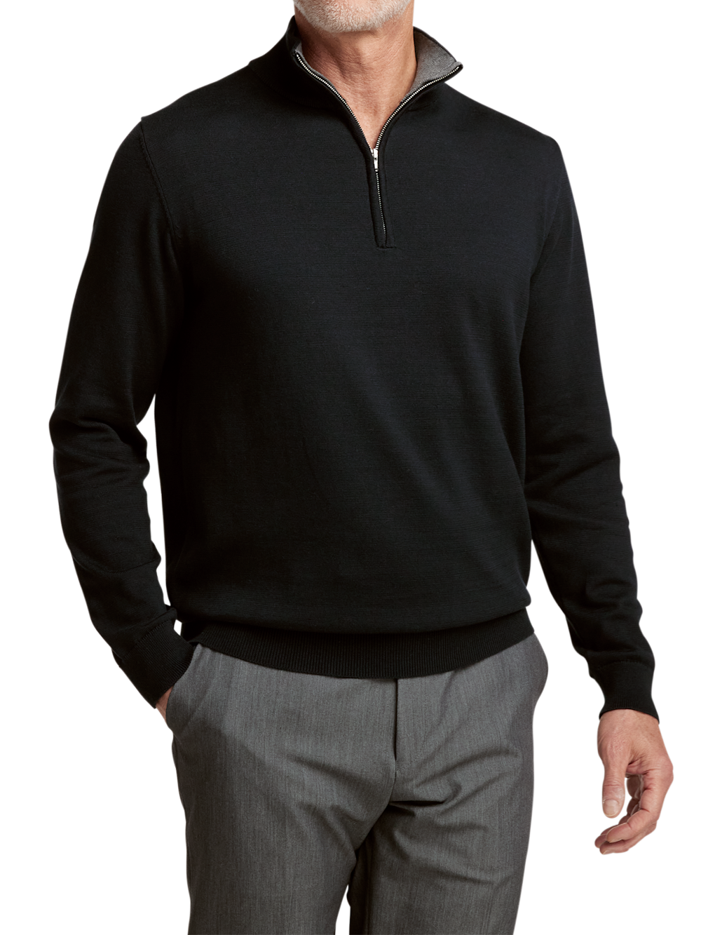 Alternate Image of Supima Cotton Quarter Zip Mock Neck Sweater-1