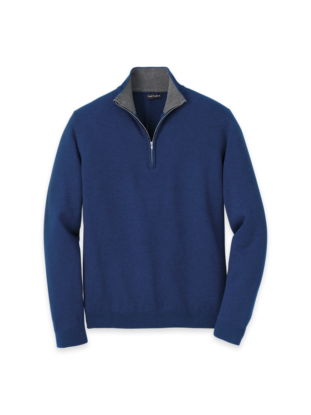 Product Image of Supima Cotton Quarter Zip Mock Neck Sweater-Dark Blue