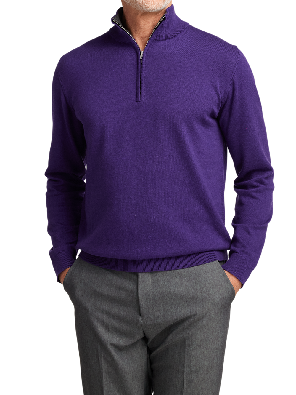 Alternate Image of Supima Cotton Quarter Zip Mock Neck Sweater-1
