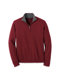 Supima Cotton Quarter Zip Mock Neck Sweater - Burgundy