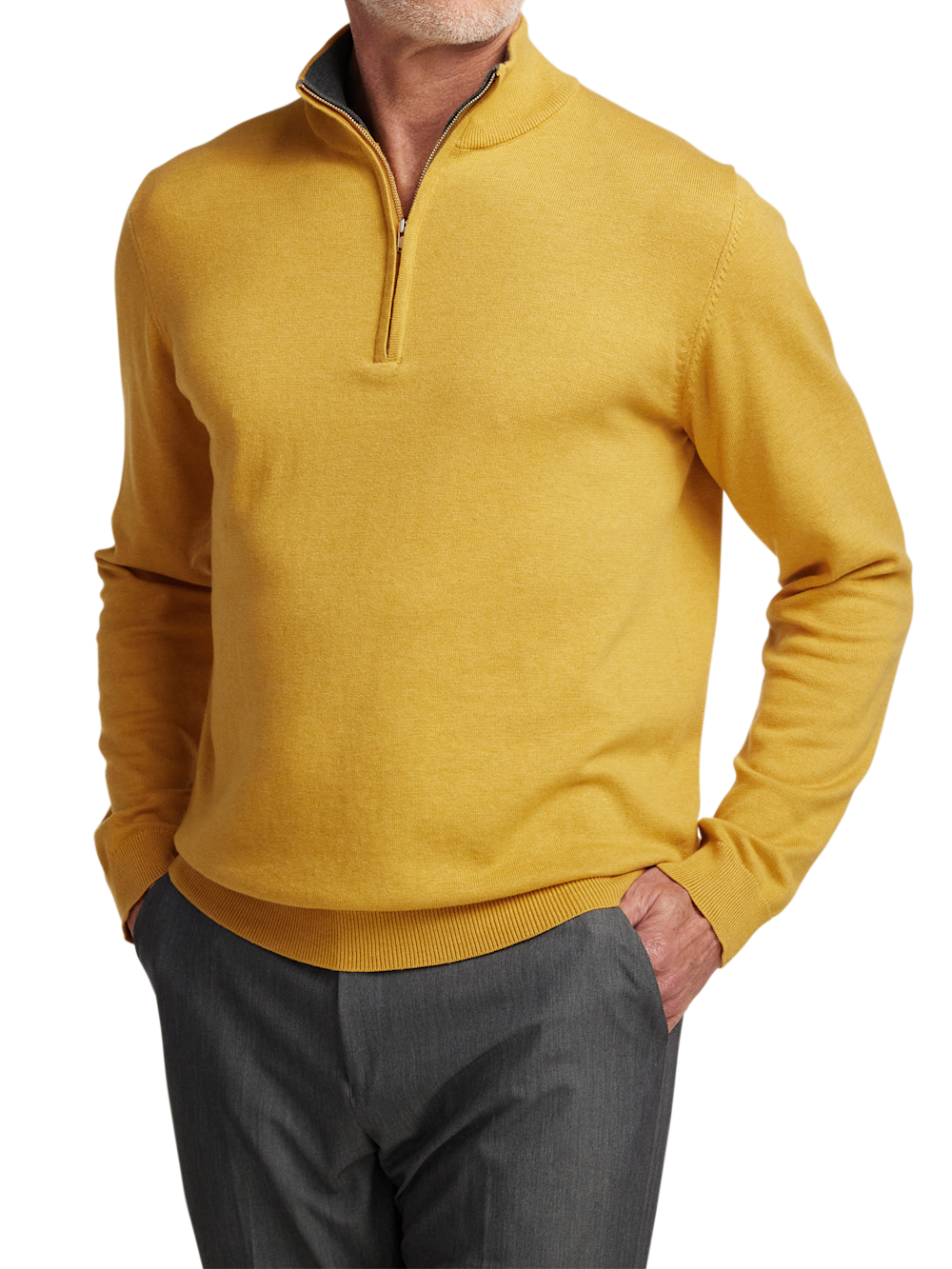 Alternate Image of Supima Cotton Quarter Zip Mock Neck Sweater-1