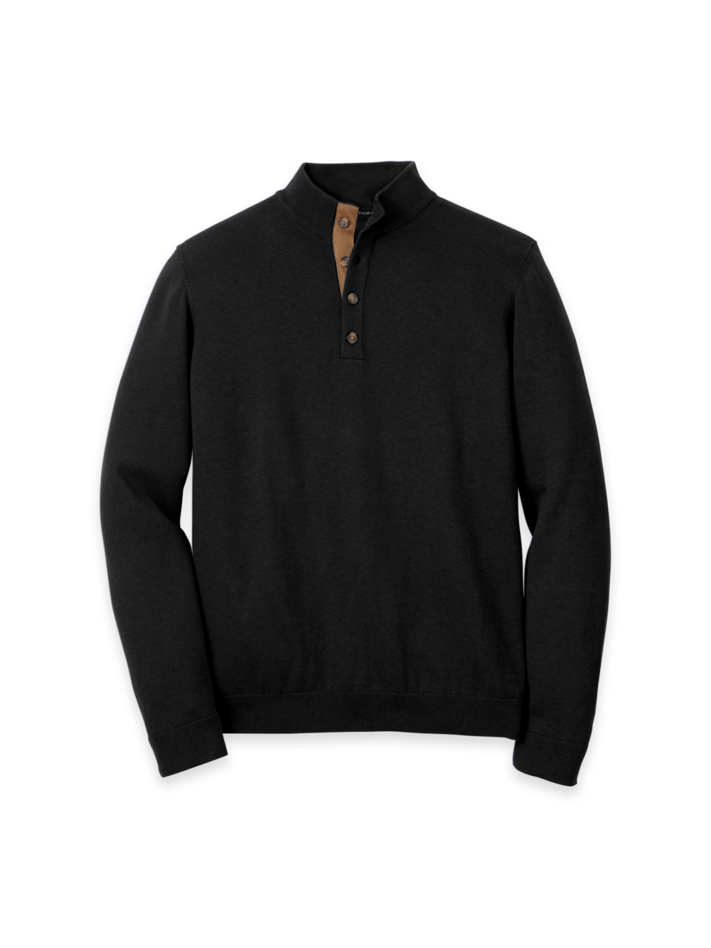 Product Image of Supima Cotton Four Button Mock Neck Sweater-Black