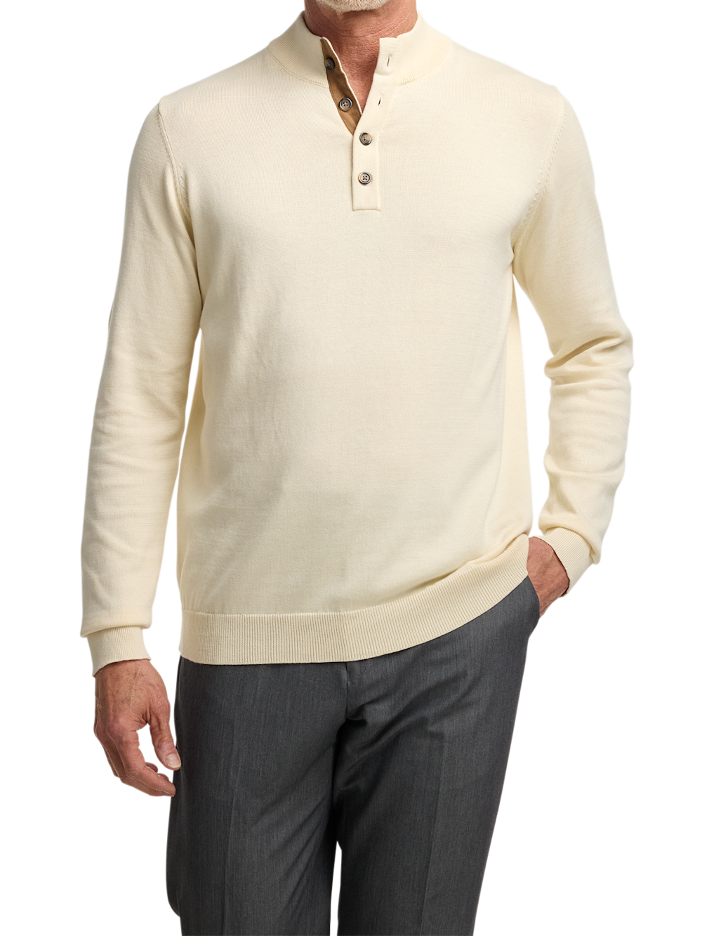 Alternate Image of Supima Cotton Four Button Mock Neck Sweater-1