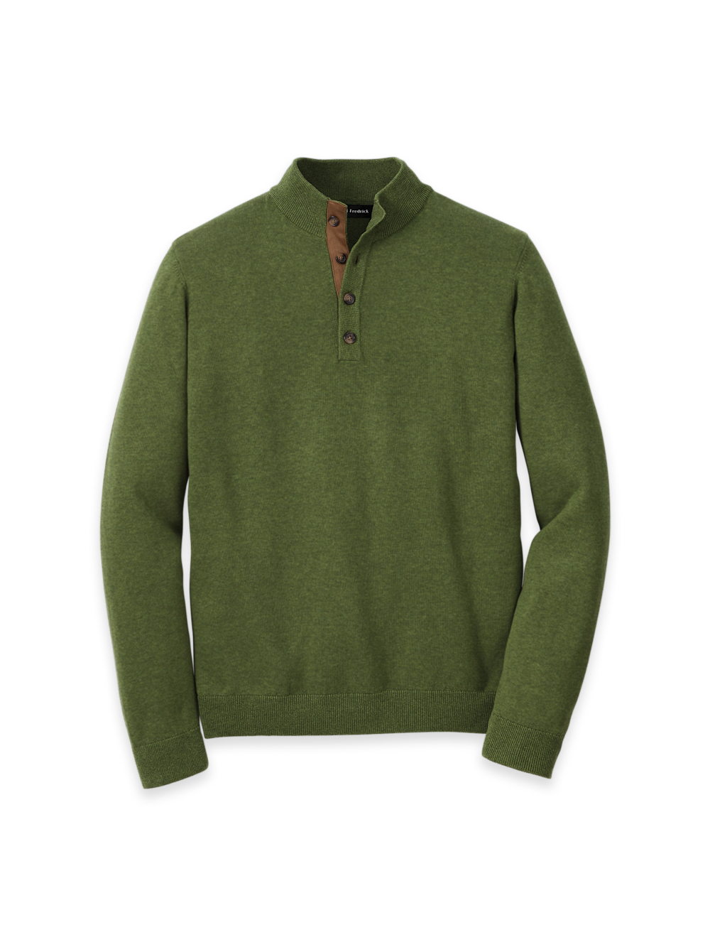 Product Image of Supima Cotton Four Button Mock Neck Sweater-Olive
