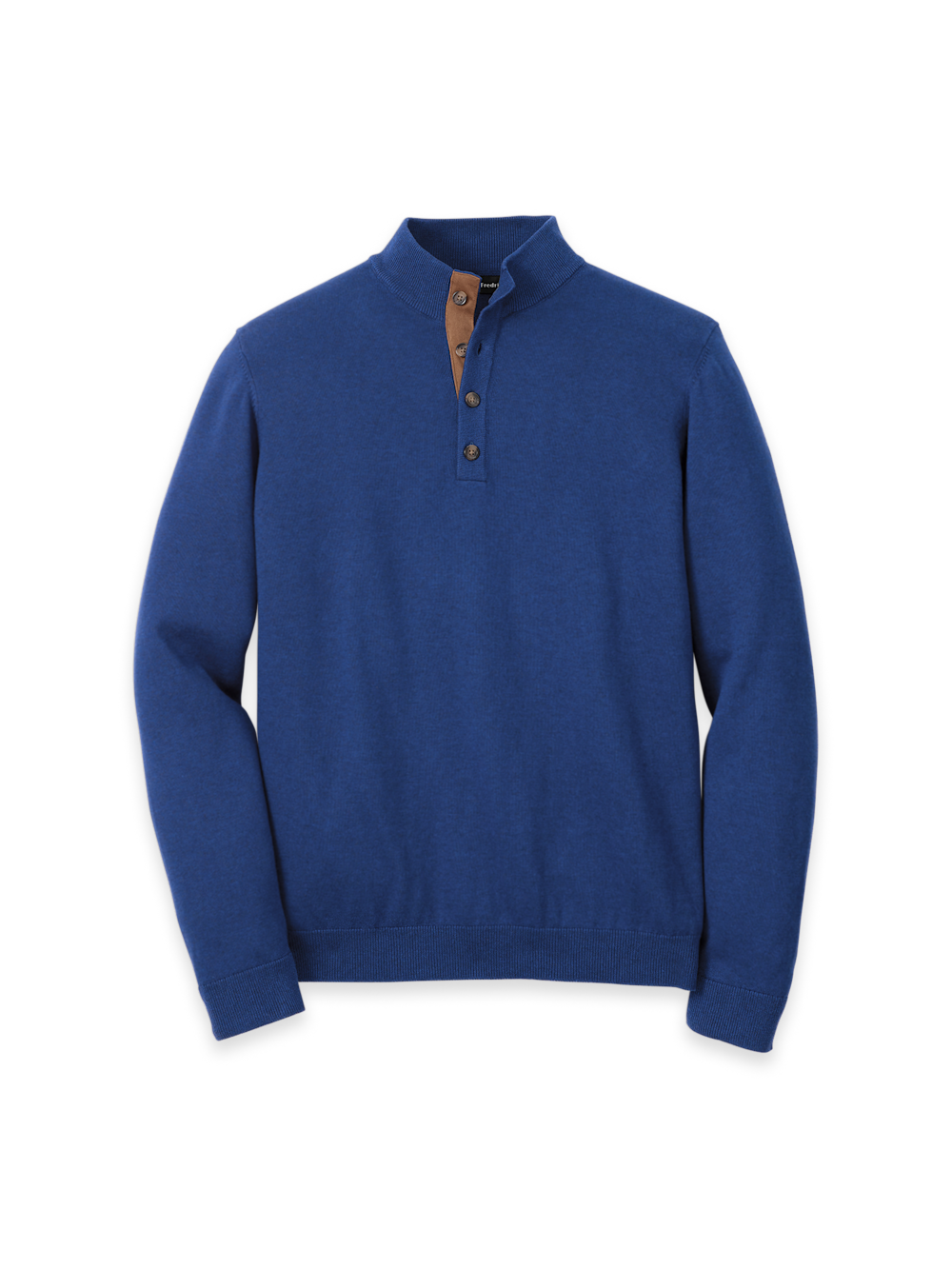 Product Image of Supima Cotton Four Button Mock Neck Sweater-Dark Blue