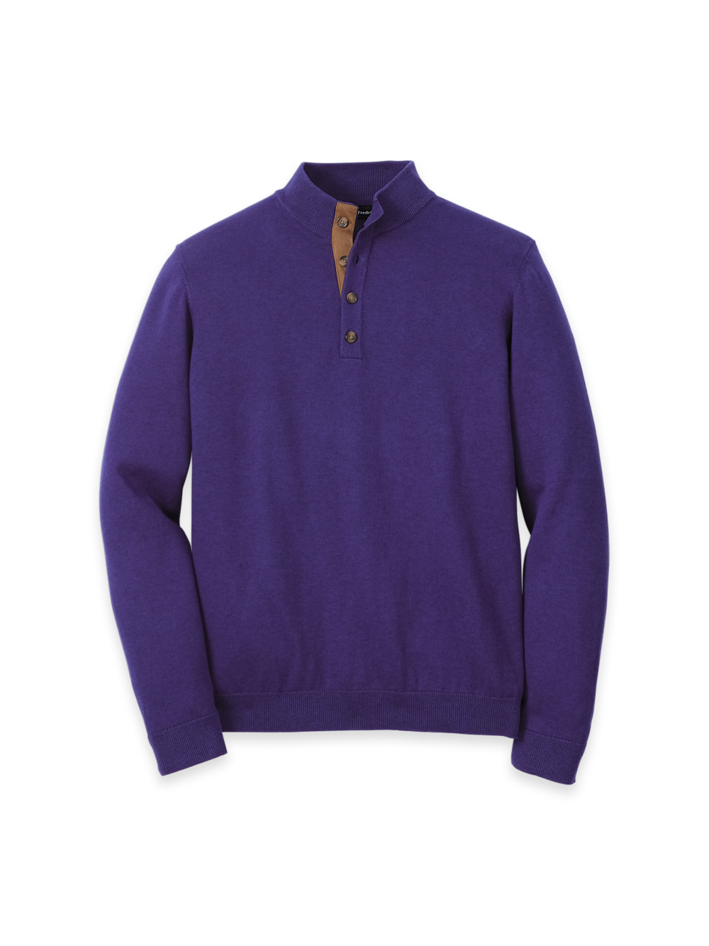Product Image of Supima Cotton Four Button Mock Neck Sweater-Plum