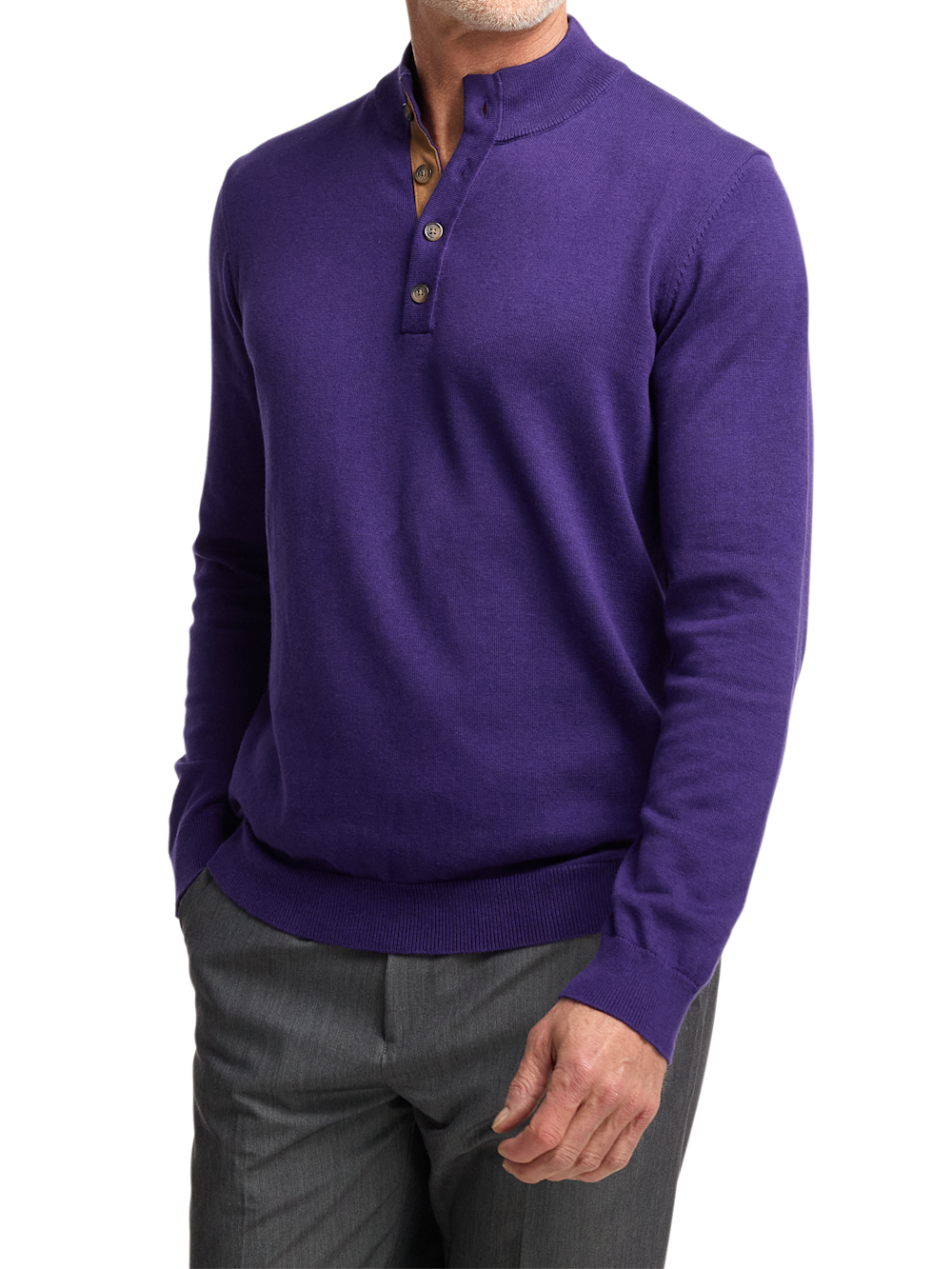 Alternate Image of Supima Cotton Four Button Mock Neck Sweater-1