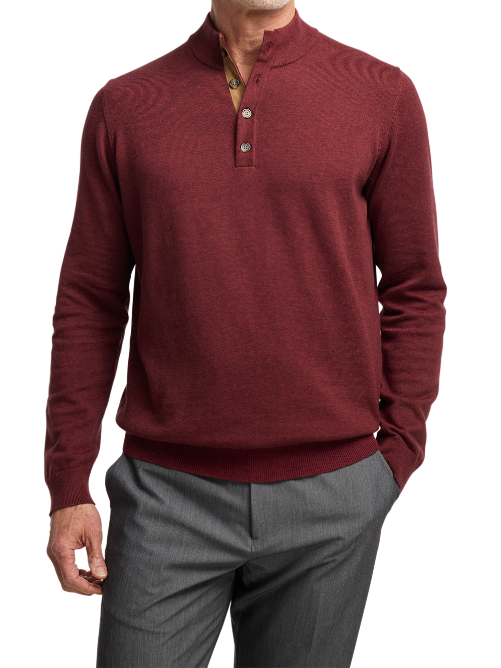 Alternate Image of Supima Cotton Four Button Mock Neck Sweater-1