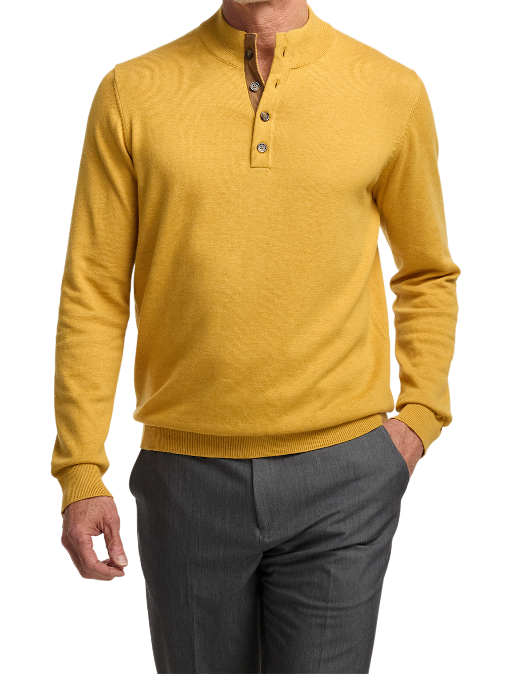 Alternate Image of Supima Cotton Four Button Mock Neck Sweater-1