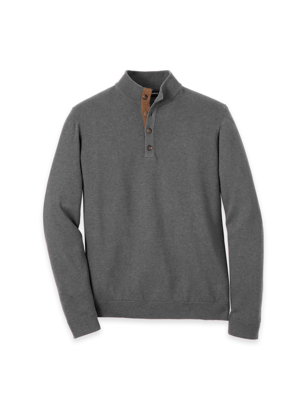 Product Image of Supima Cotton Four Button Mock Neck Sweater-Medium Grey