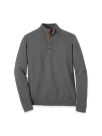 Supima Cotton Four Button Mock Neck Sweater - Medium Grey
