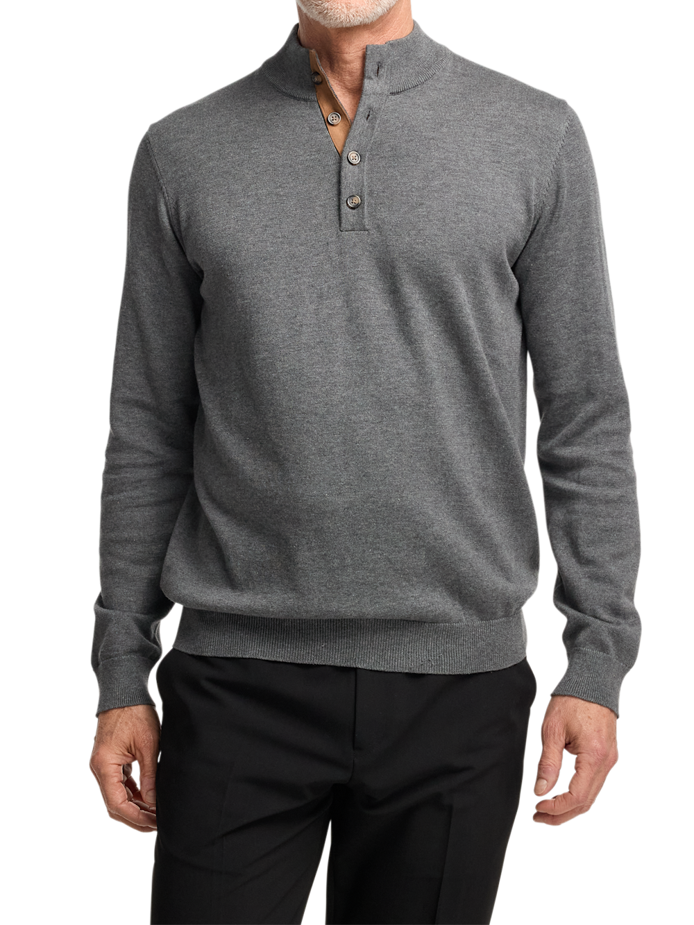 Alternate Image of Supima Cotton Four Button Mock Neck Sweater-1
