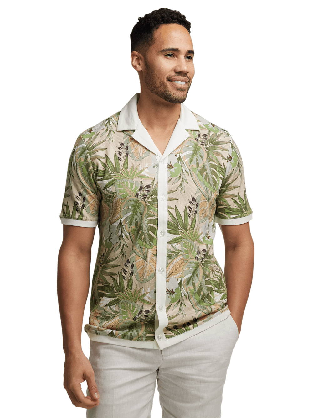 Alternate Image of Linen Blend Button Front Camp Collar-1