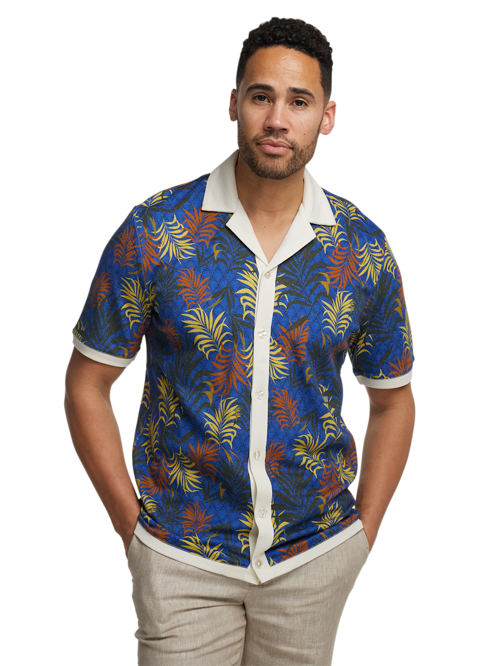 Alternate Image of Linen Blend Button Front Camp Collar-1