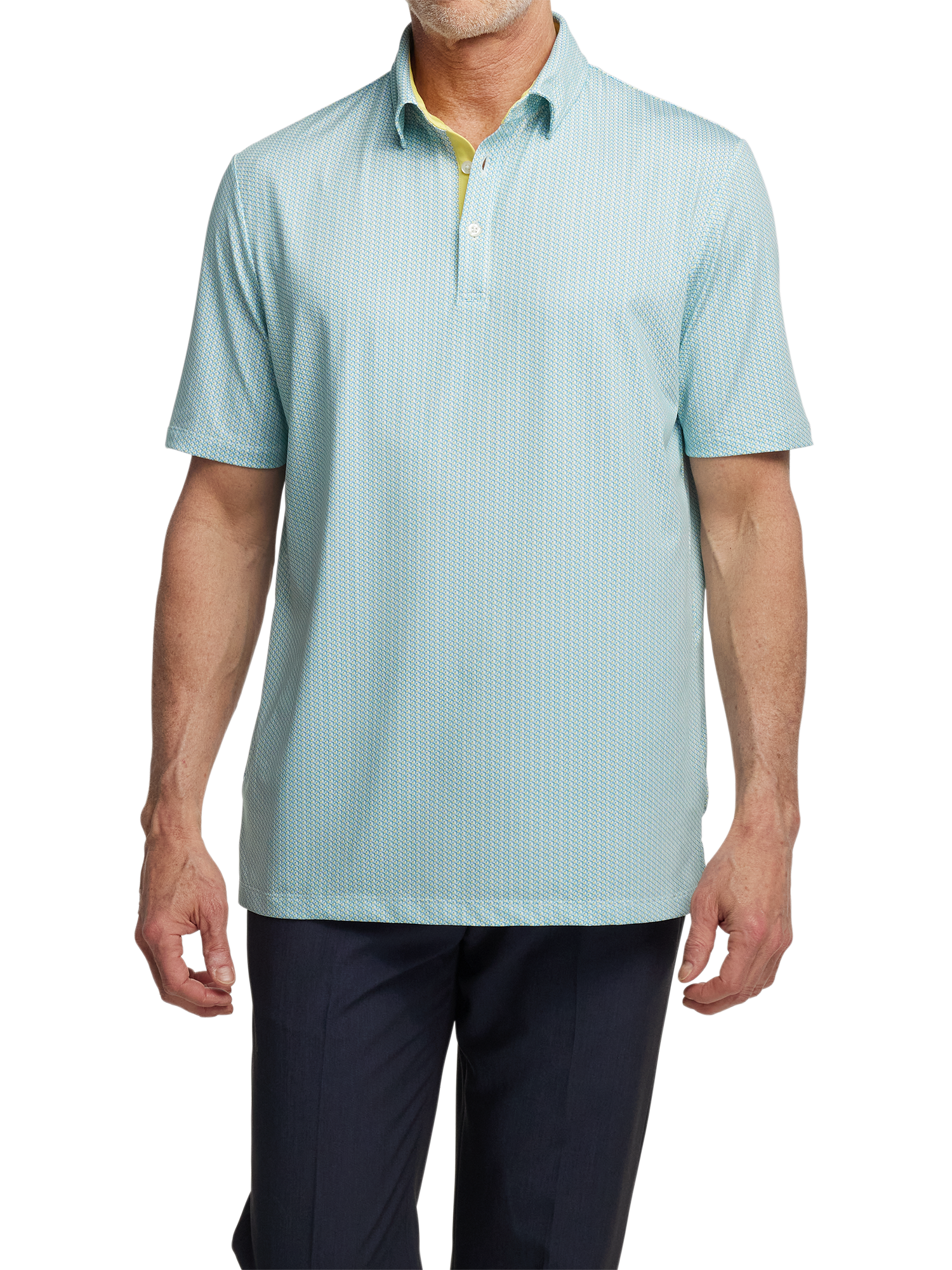 Performance Blend Three Button Polo - Yellow Multi