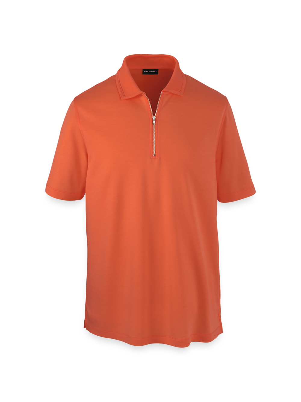 Product Image of Lyocell Blend Quarter Zip Polo-Rust