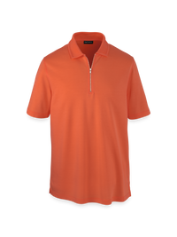 Lyocell Blend Quarter Zip Polo - Rust
