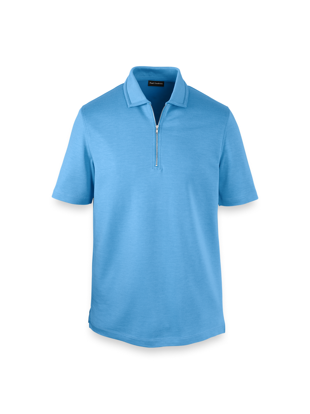 Product Image of Lyocell Blend Quarter Zip Polo-Blue